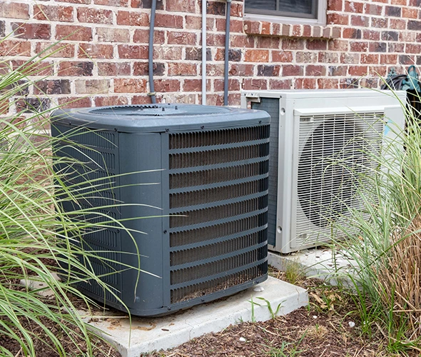 Outdoor HVAC unit installed beside home, representing trusted HVAC installation services offered.